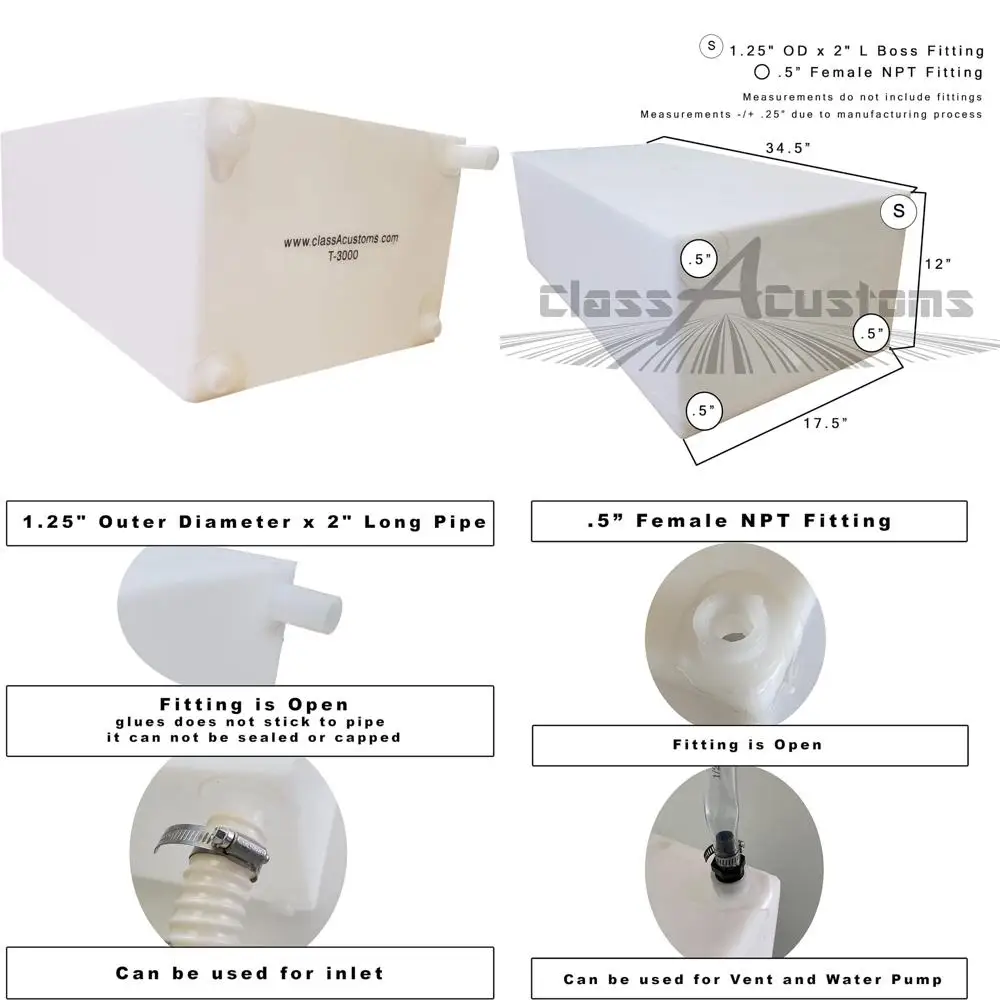 خزان مياه RV سعة 30 جالونًا - خزان امتياز طازج ورمادي للمركبات الترفيهية