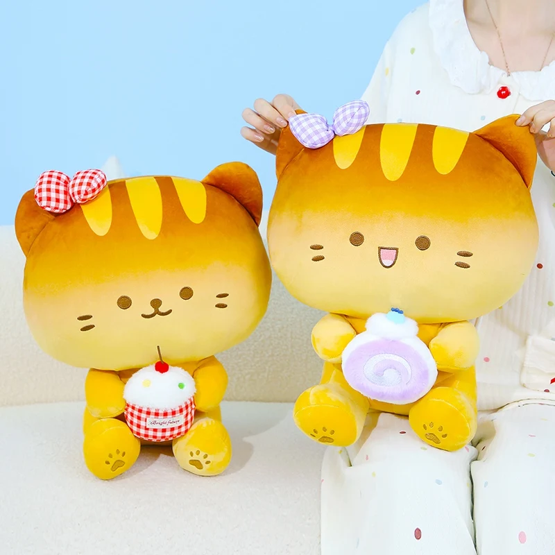 

Cat Plush Toys Bread Cat Peluche Dolls Squishy Kids Accompany Sleep Toy Adorably Room Decor Toys Kawaii Birthday Surprise Gifts