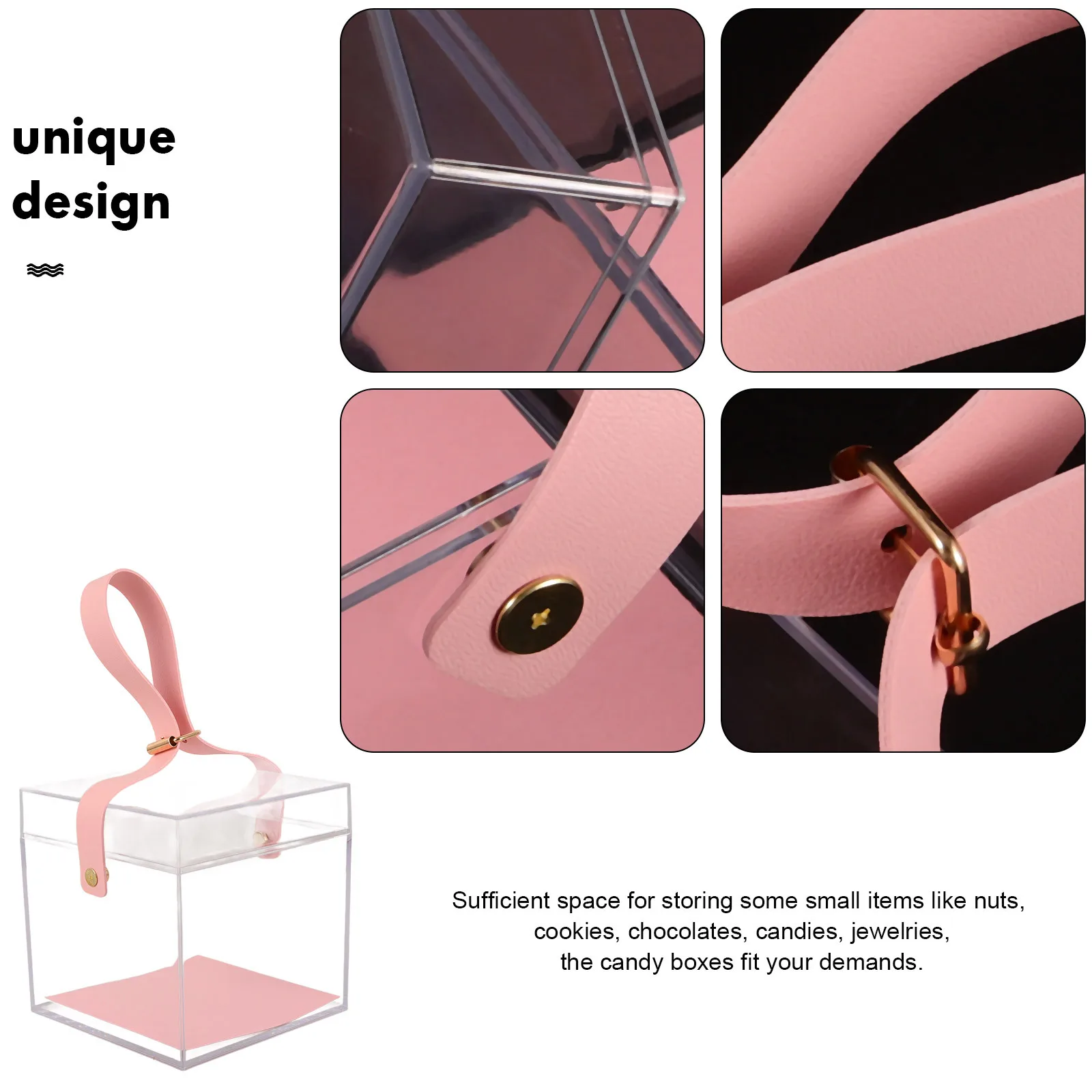 

Clear Favor Boxes Transparent Candy Storage Container Strap Handle Party Wedding Treat Packaging Boxes Clear Candy Box