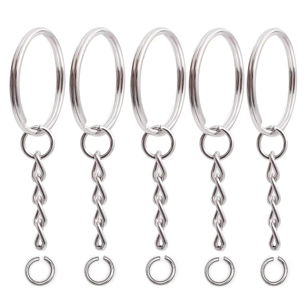 100 Stück Metall-Schlüsselanhänger, 50 Stück Schlüsselringe mit 50 Stück Spaltring-Verbinder, DIY Schmuckherstellung Zubehör für Damen und Herren – Detail 6