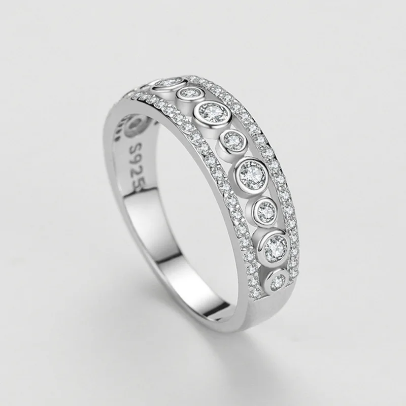 

S925 sterling silver, bubble diamond ring, luxurious atmosphere, women, fashionable platinum plated ring, wedding, banquet
