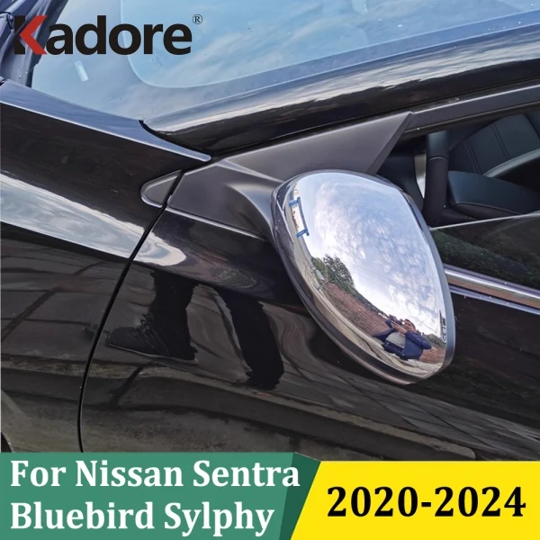 

Для Nissan Sentra Bluebird Sylphy 2020 2021-2024 хромированная крышка зеркала заднего вида на боковую дверь, накладка на автомобильную наклейку, аксессуары для стайлинга