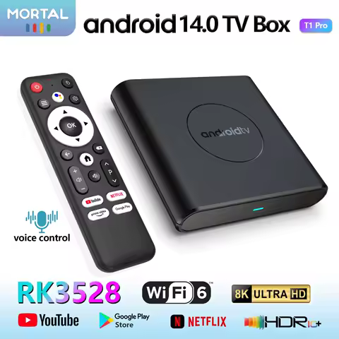 HOT Android14 TV Box Rockchip 3528 8K 2.4G 5G Wifi 6 BT 5.0 Youtube 4GB 32GB 64GB 128GB Large Memory Set Top Box Mortal T1 Pro