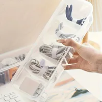 Transparent Cable Organizer with Lid, Dust-Proof Storage Case, Card Organizer, and Clutter-Clearing Battery Holder for Office 3