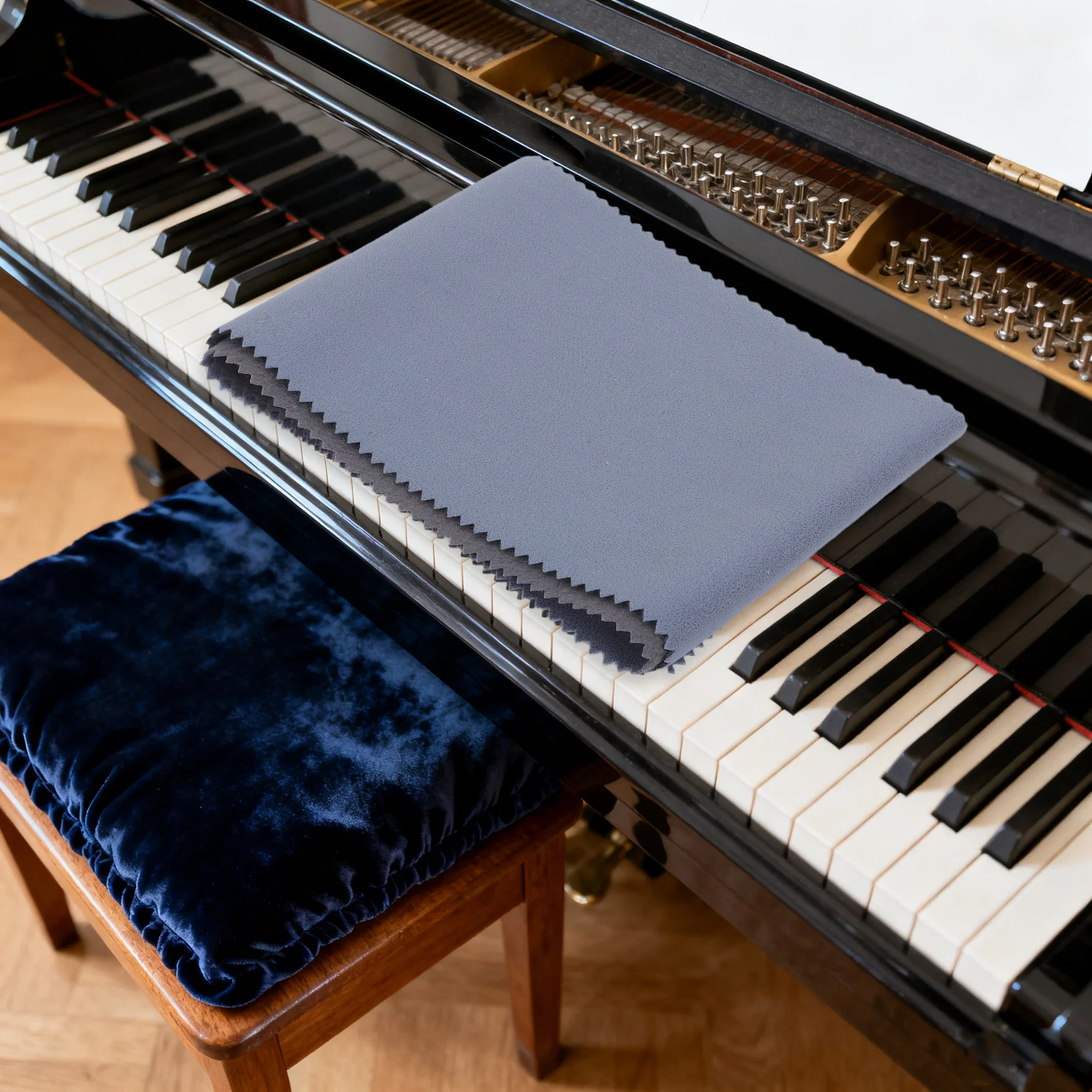 

Elegant Dark Blue Piano Dust Cover for Grand Keyboard Anti-Static Protective Cloth Instrument Cover Home Decor