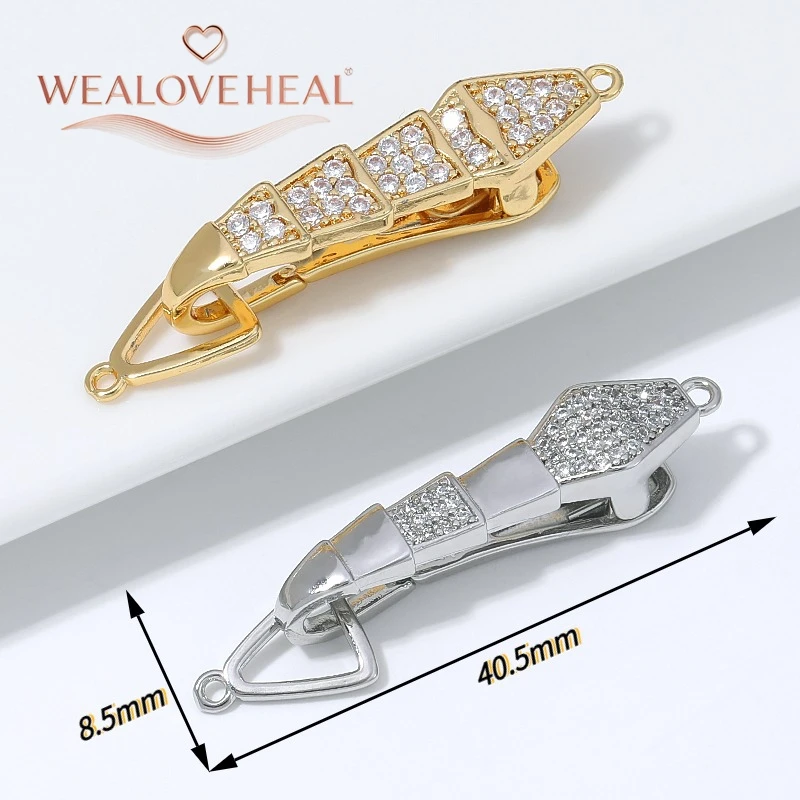 verschluss schmuck, 18K Vergoldeter Messing-Schlangenperlen-Verschluss, Micro-Pavé-CZ-Karabinerverschluss für DIY-Halsketten- und Armband-Schmuckherstellung – Detail 16