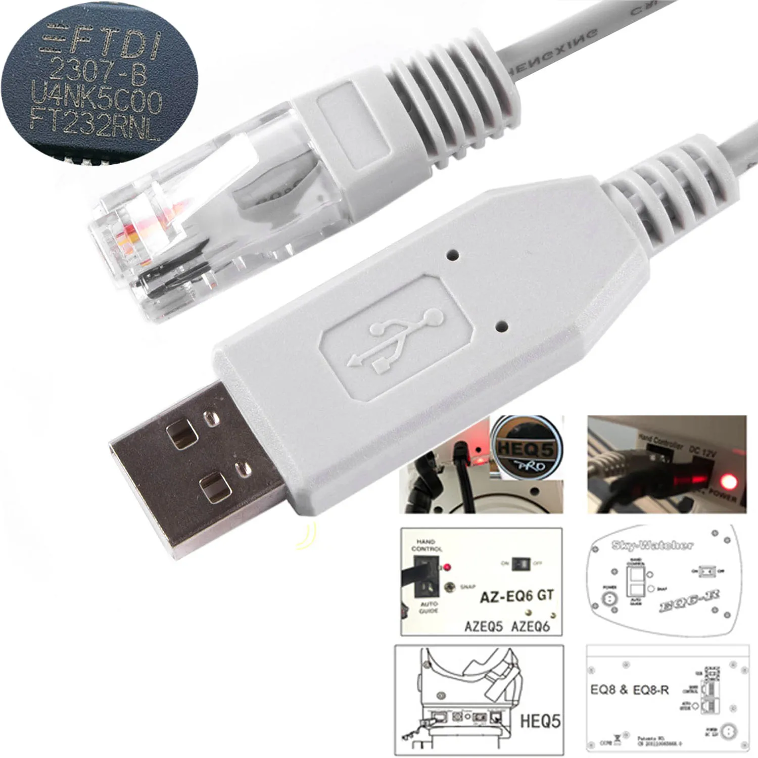 AZ EQ6 GT Skywatcher RJ45 EQMOD Cable for Laptop/PC/Computer/Asiair EQ ASCOM Guide Goto PEC Motor Control Cable