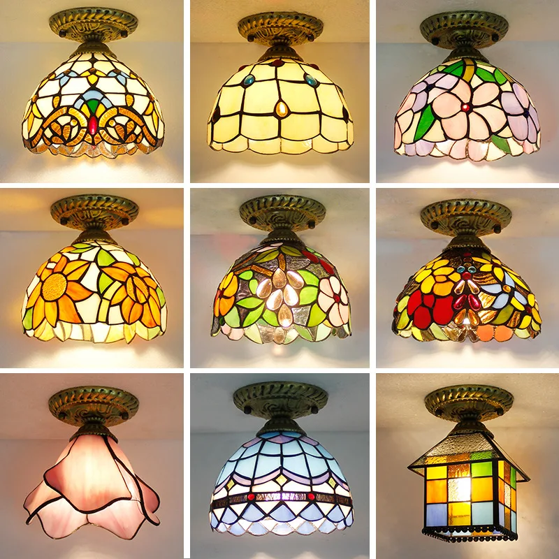 

Medieval Style Colorful Retro Ceiling Lamp Characteristic Living Room Bedroom Light Corridor Personalized Decorative Lamp