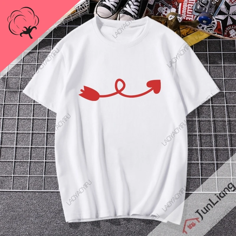 Drawn Arrows With Hearts Aesthetic Clothing 100% Cotton Goth Girlfriend Gift T- Shirts & Blouses Women Top Y2k T-shirt Woman