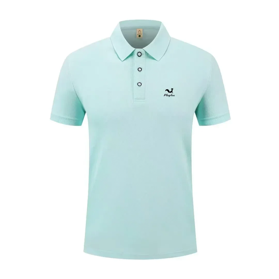 Unisex Short Sleeve Polo Smooth Polyester Turn Collar Light Airflow Minimal Business Leisure Summer Standard Size