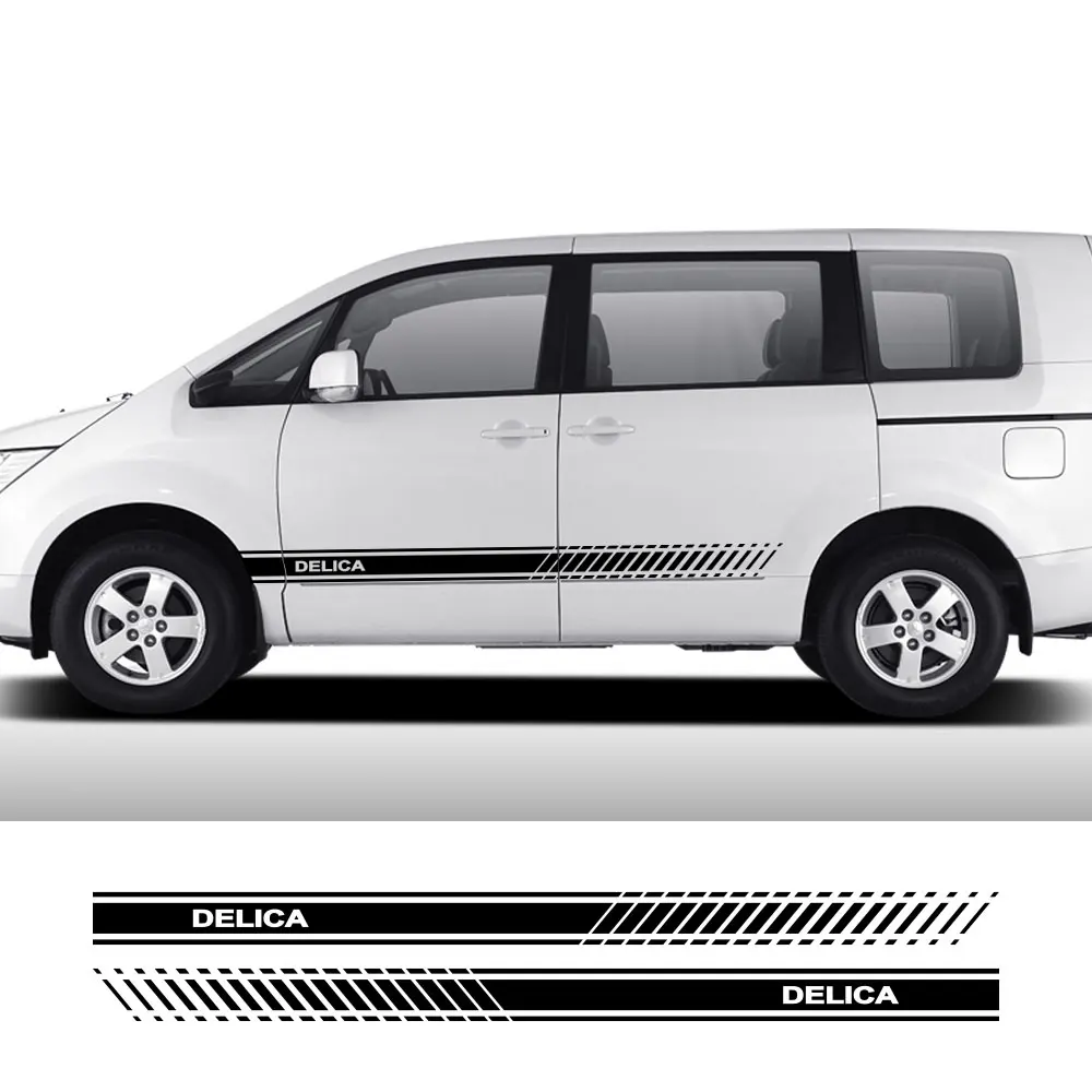 2PCS Auto Porta Laterale Cofano Linea Adesivi Per Mitsubishi Delica D5 L400 Camper Van Tuning Accessori Grafica Decalcomanie In Vinile