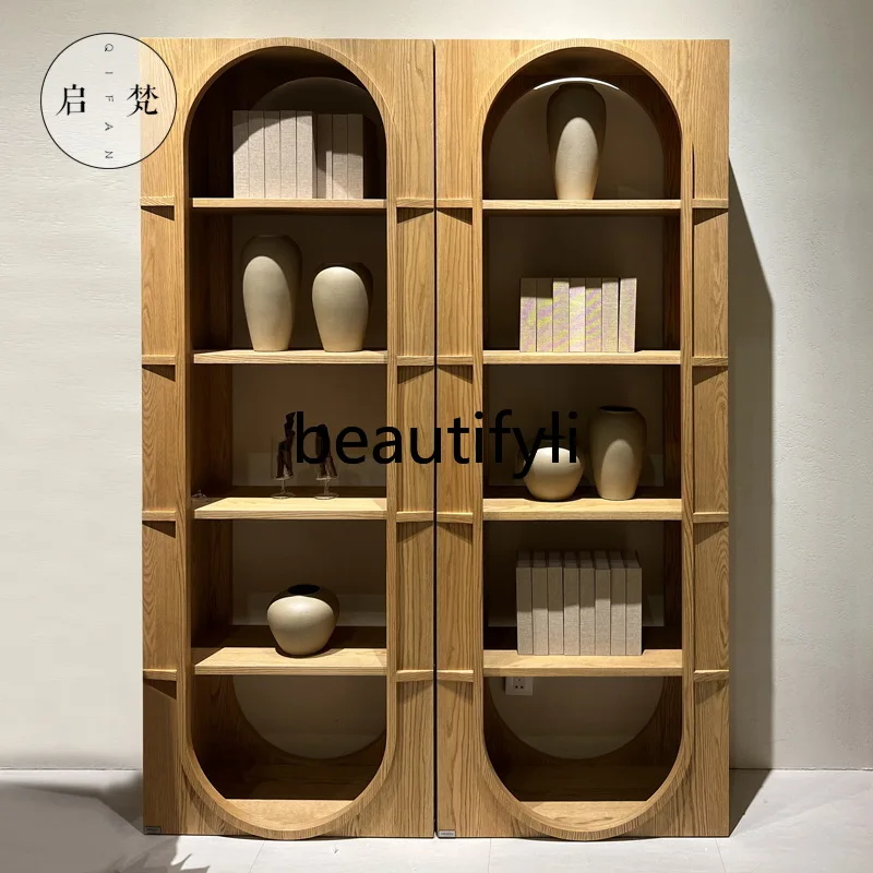 

Nordic Grid Bookshelf Solid Wood Storage Rack Living Room Partition Container Ornament Cabinet Furniture
