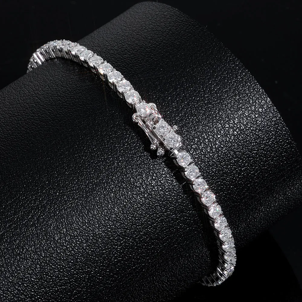 Nuoya Custom 3MM Moissanite Tennis Bracelet with Letter/Number Men Women Iced Out VVS1 925 Silver Bracelet Personalized Jewelry view 2