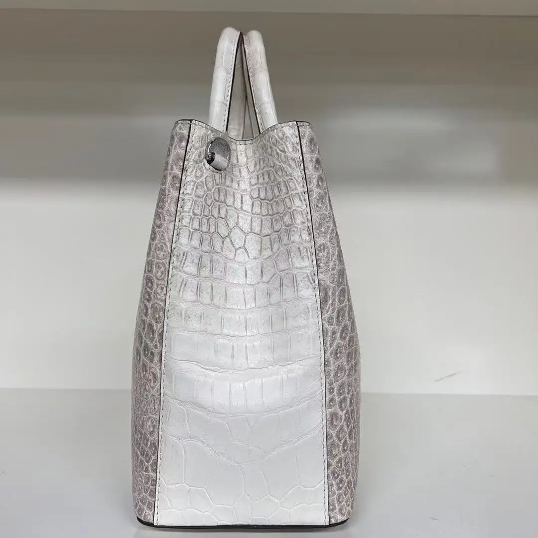2026 New production Himalaya white 100% genuine real crocodile leather women tote handbag alligator skin lady bag