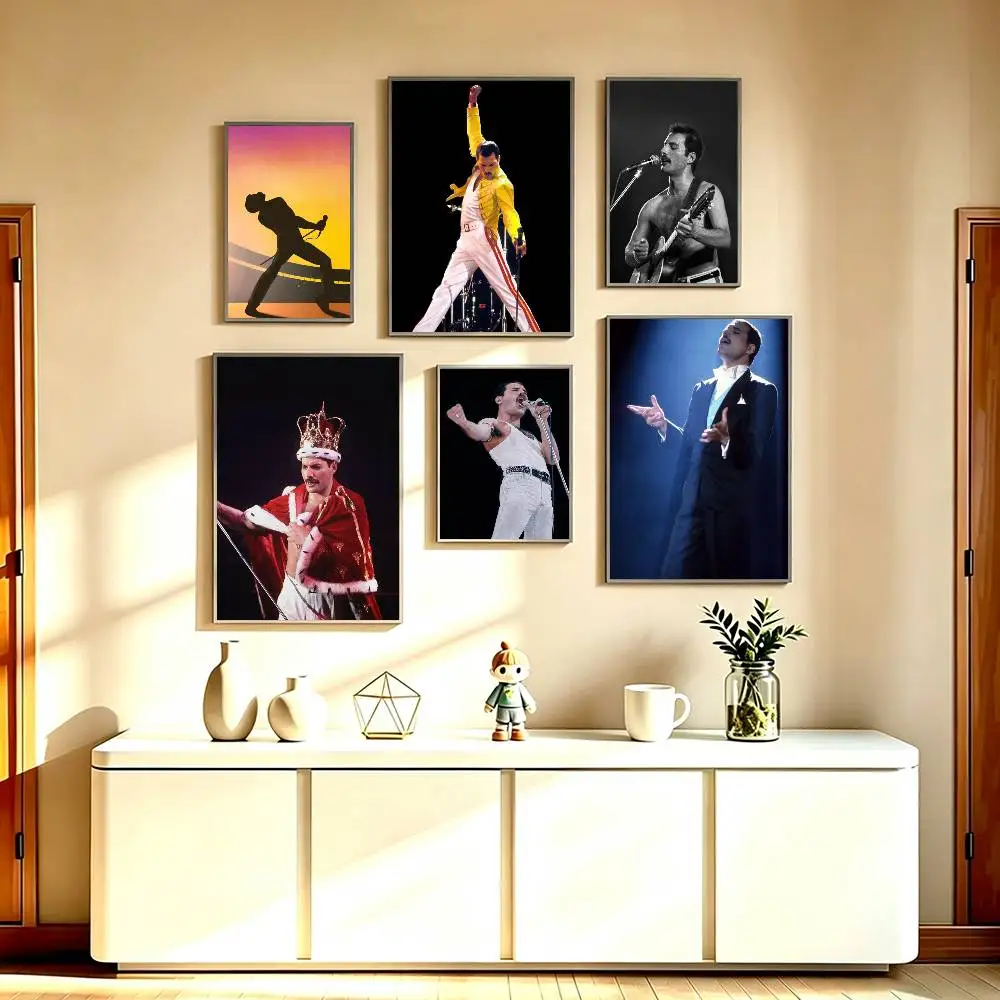 Popular Singer F-Freddie M-Mercury Poster High Quality Dorm Living Room Aesthetic Wall Decoration Painting Stickers Gift