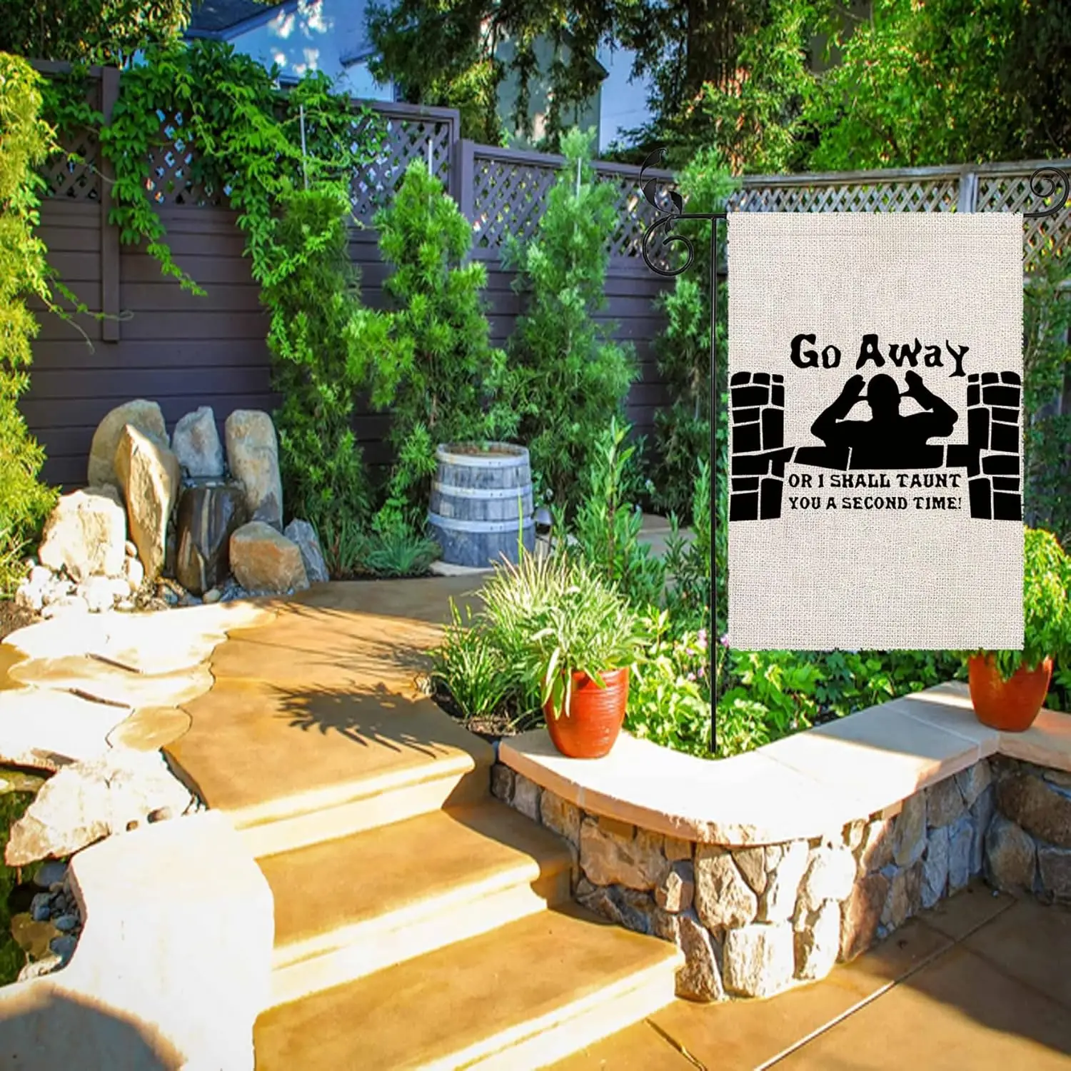 PXTIDY Go Away or I Shall Taunt You a Second Time Garden Flag Movie Funny Quotes Yard Flag Comedy Movie Fans Gift YYD EEZ