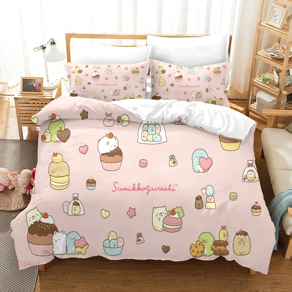 Cartoon Sumikko Gurashi Bedding Set,Duvet Cover Comforter Bed Set Quilt Cover Pillowcase,King Queen Twin Size Boys Girls Adults
