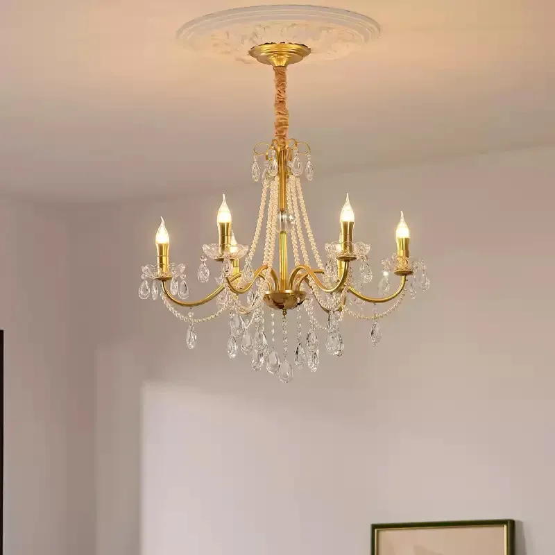 Cristal francês pérola princesa quarto lustre luz americana luxo premium villa sala de estar jantar
