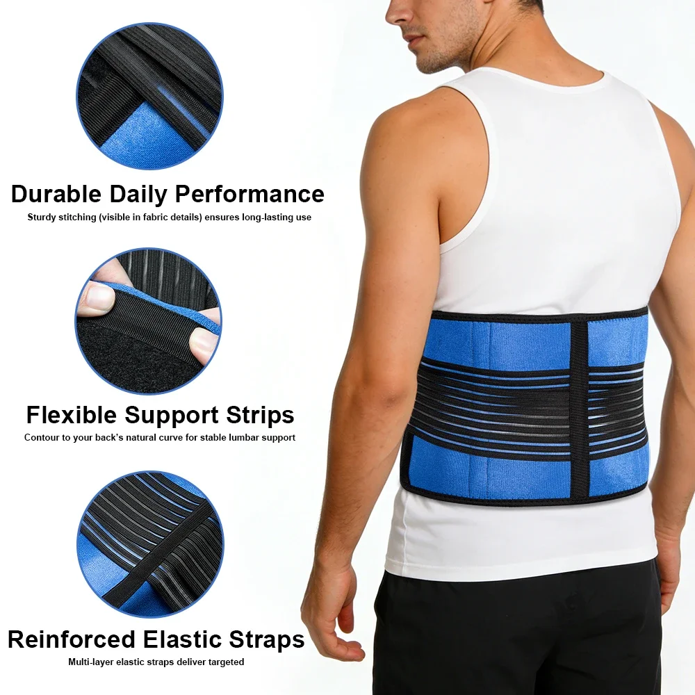 1 PC Adjustable Lumbar Support Belt for Men Women - Neoprene Double Pull Back Brace for Lower Back Pain,Sciatica,Herniated Disc
