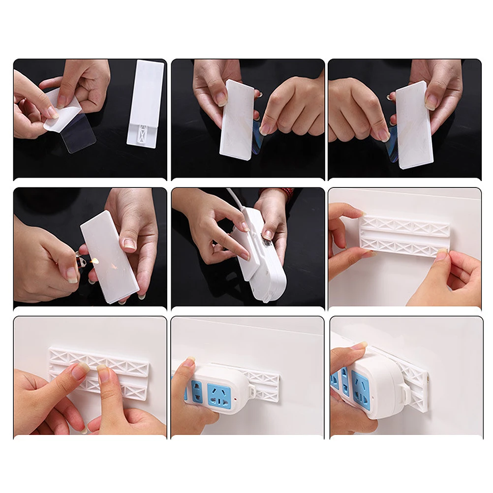 

4Set Creative Socket Hanging Organizer Premium ABS Material No Drilling Adhesive Design Strong Bearing Capacity Cable Wire