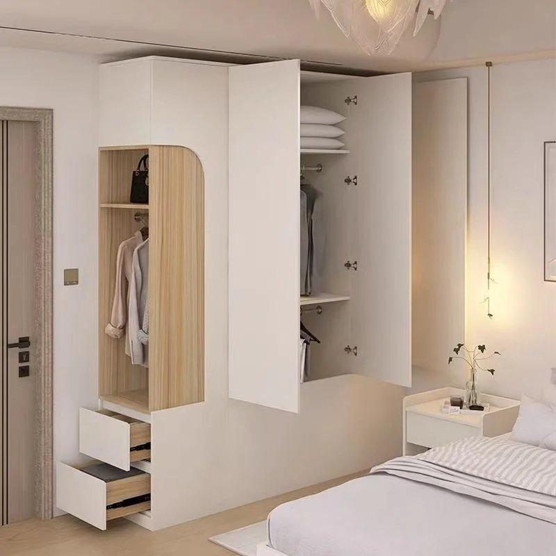 Designs Cabinet Wardrobe Drawer Rustic Simple Wooden White Wardrobe Bedroom Modern Cheap Szafa Na Ubrania House Furniture