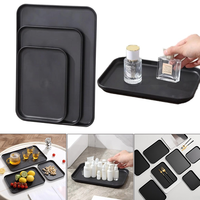 Plastic Rectangular Black Tray Jewelry Storage Loaf Toast Bread Cake Fruits Organizer Suitable for Kitchen Bathroom Living Room