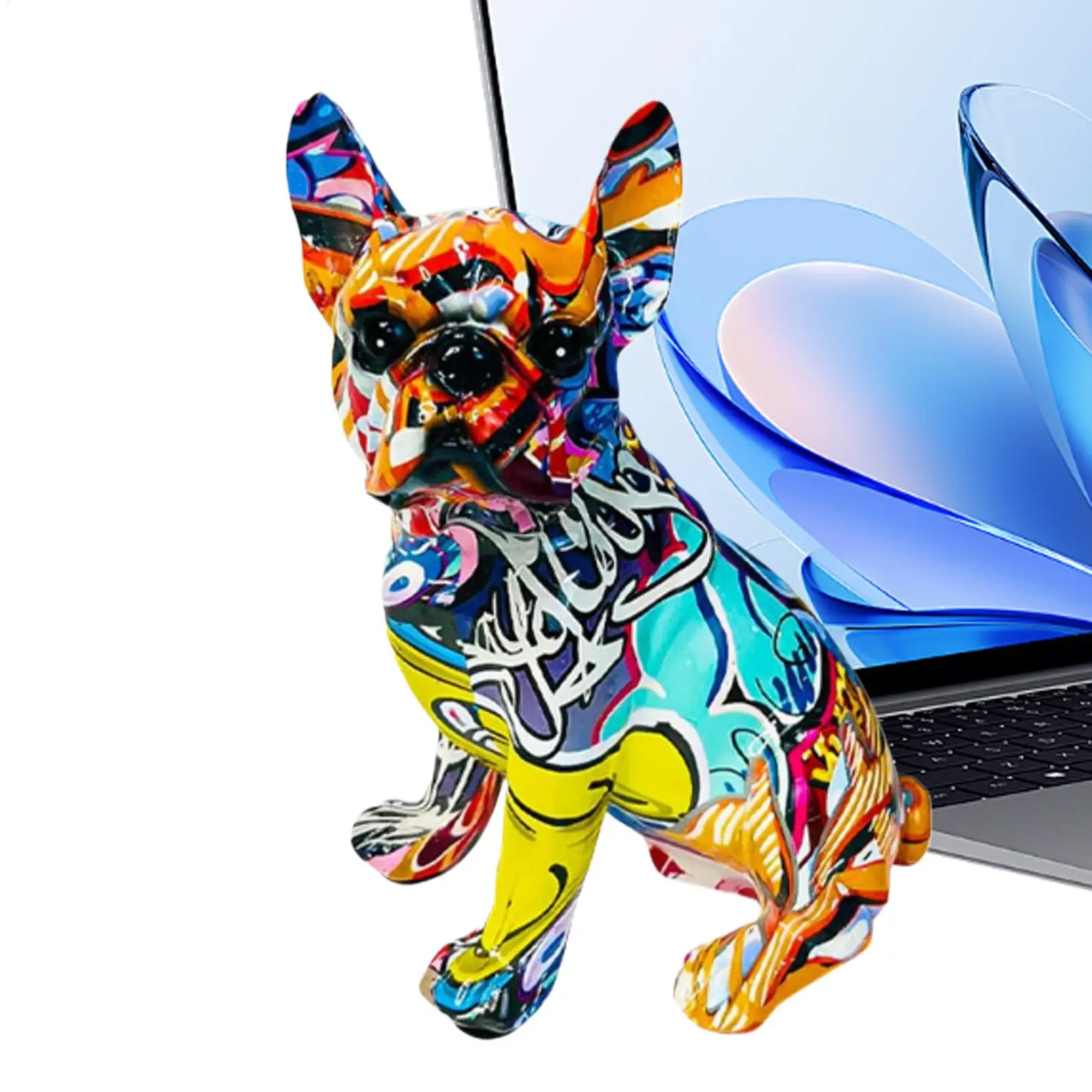 

Bulldog Statue Decor Table Standing Colored Graffiti Bulldog Resin Figurine Desktop Ornament Aesthetic Animal Puppy Statue For