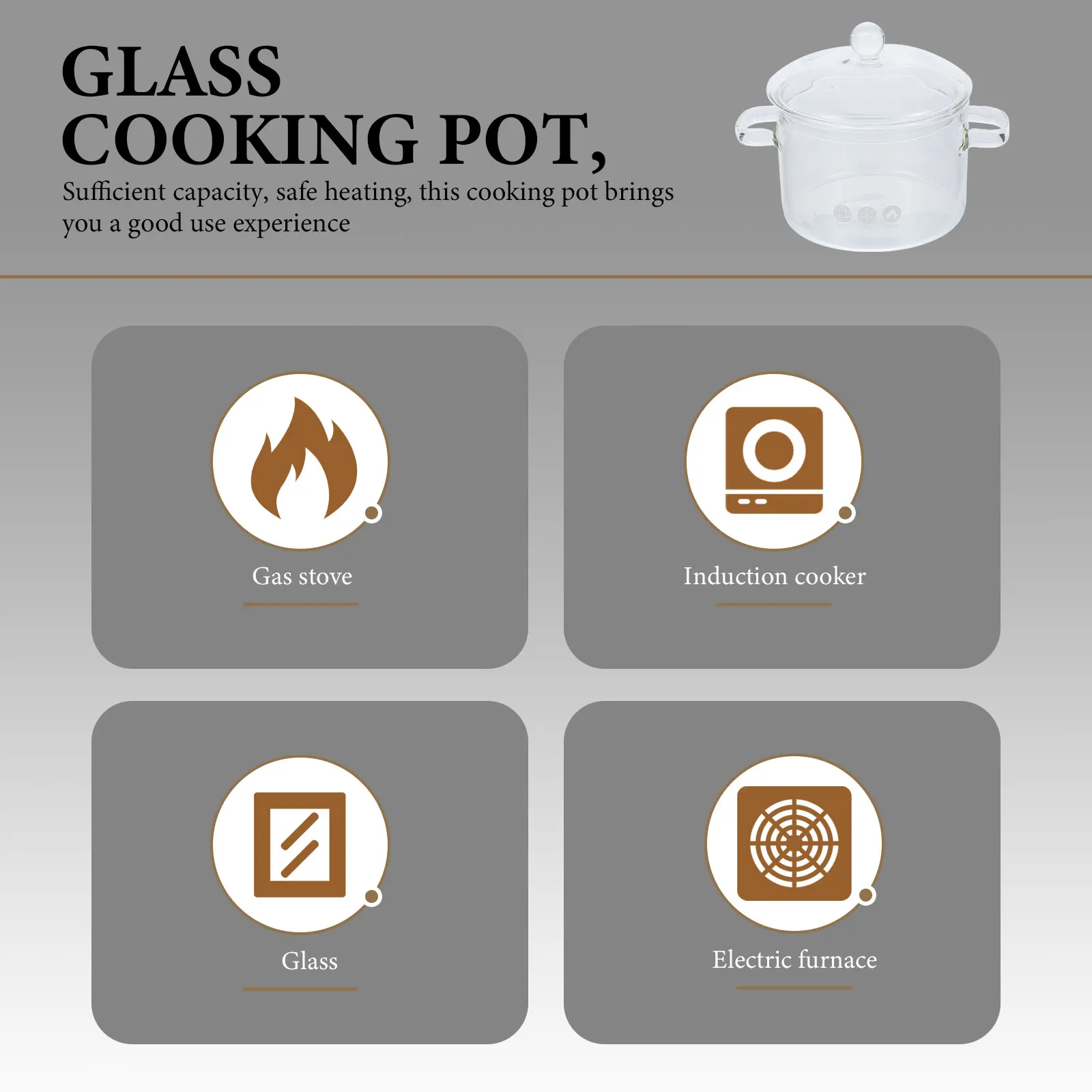 

Glass Stew Pot Heat Resistant Clear Cooking Pots with Lid for Baby Food Milk Vegetables Soups Noodles Large Capacity Safe