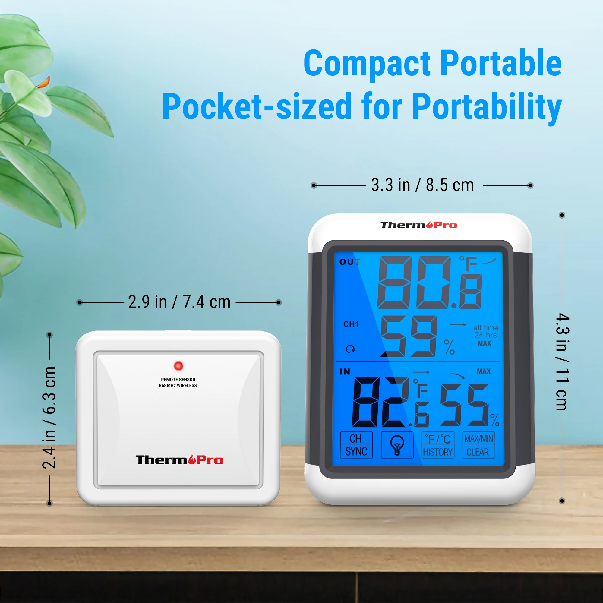 ThermoPro TP65C Wireless 100m Digital Indoor Outdoor Thermometer Hygrometer For Home Touch Screen Weather Station Backlight