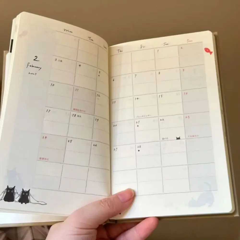 2025 B6 Cat Notebook Yearly Cartoon Stationery Kawaii Multifunctional Diary Book