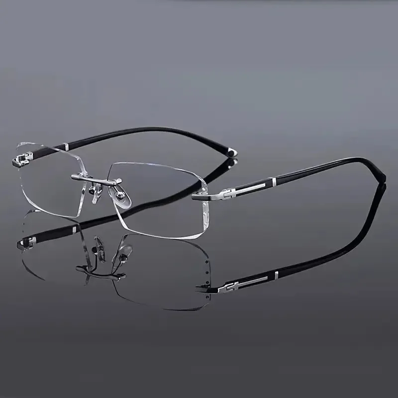 1/2Pcs Rimless Men Glasses, Retro PC Frame, Anti-blue Light, Durable Daily Eyewear, Ideal Gift