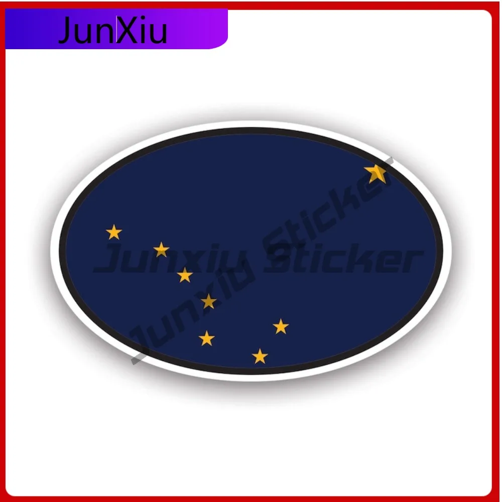 Alaska Flag Oval Sticker Waterproof Outdoor Anime Car Waterproof Vinyl Decal For Suvs Creative Sticker Sticker Creative Outdoor