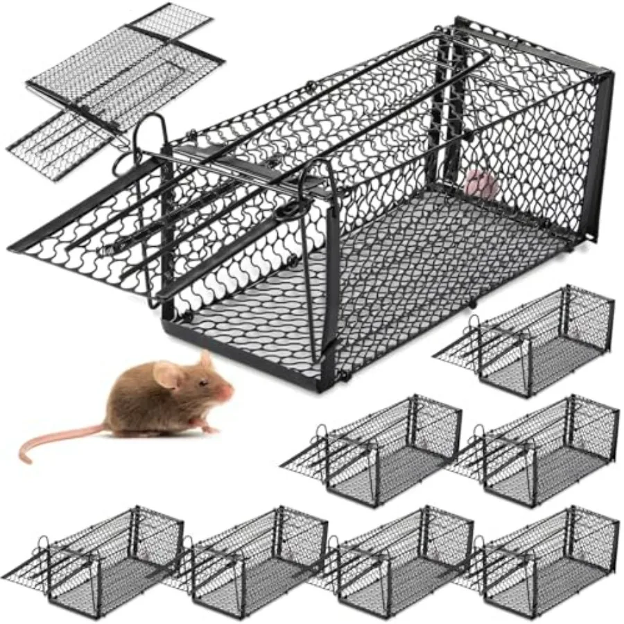 

2 Pack Humane Rat Traps, Foldable Live Animal Cage for Mouse Chipmunks and Squirrels, Reusable Wire Mesh Rodent Traps for Catch