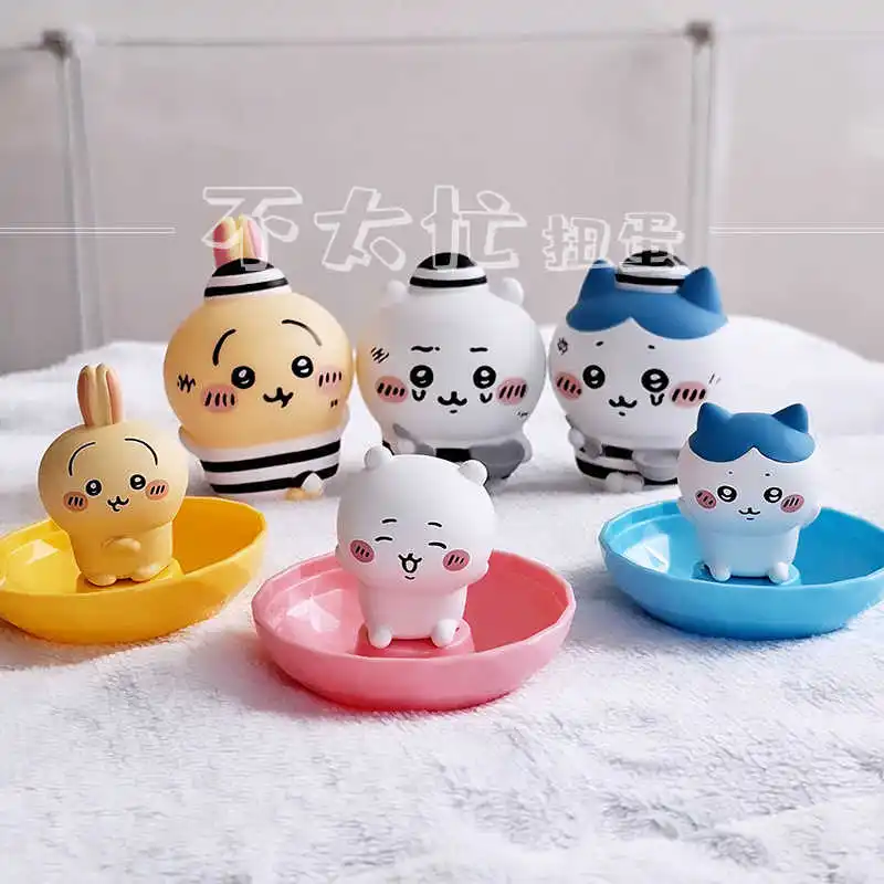 4 stks/set Originele Bnadai Chiikawa Jewel Sieraden Doos Twisted Ei Hachiware usagi Figuur Model Speelgoed Cadeau voor Verjaardag