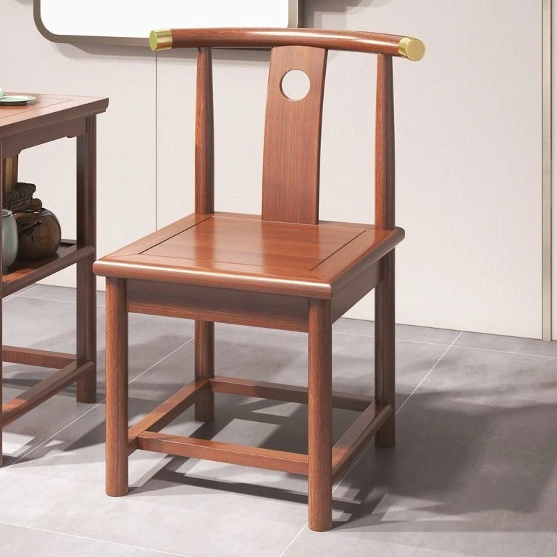 

Chinese-style armchair Solid wood armchair Taishi chair Stool three-piece set Tea table chair Tea master Crescent official