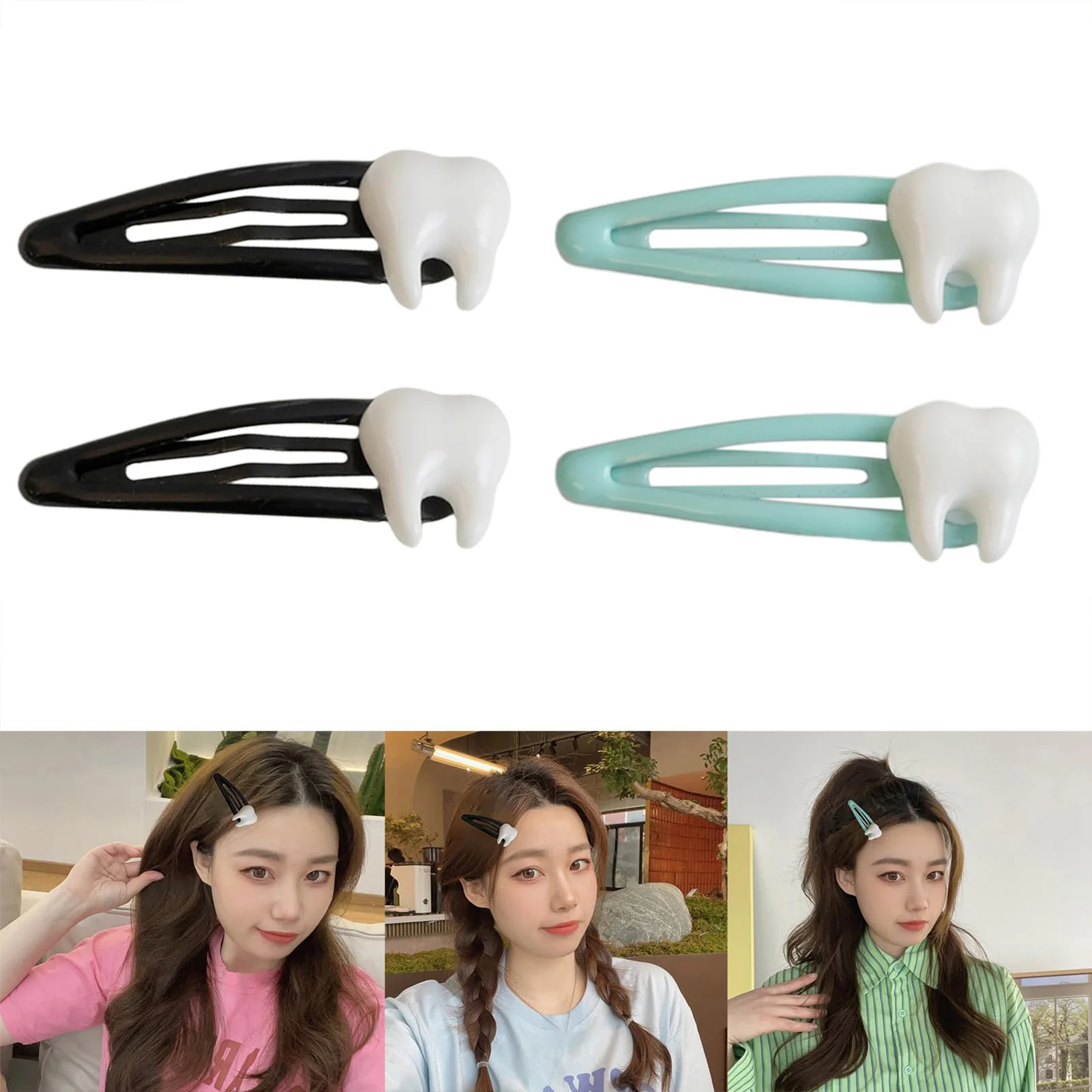 Süße und lustige Haarnadeln zarte Pony Clip Zahn Y2k Haarspangen Clip Harajuku Haarnadel süße Mädchen Haar Harajuku Lady Mini Zahn