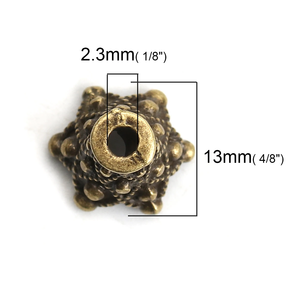 Handmade Beads Caps Flower Antique Bronze Color Charms DIY Necklace Jewelry Gifts(Fit Beads Size: 10mm Dia.) 13mm x 13mm,20PCs