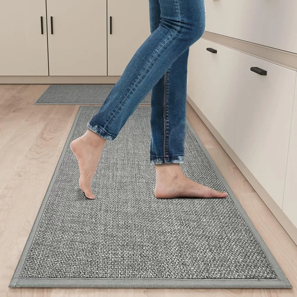 Cushioned Non Slip Kitchen Mat Set of 2 Absorbent Floor Rugs Comfort Standing Mats Washable Durable Kitchen Office Use