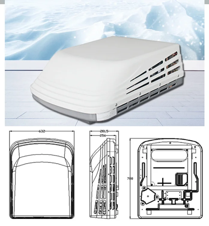 RV Motorhome เครื่องปรับอากาศ Camper Caravan เครื่องปรับอากาศบนหลังคารถ 110v เครื่องปรับอากาศบนหลังคารถตู้