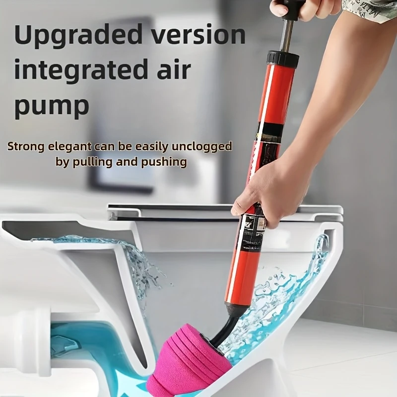 1Pcs High-Pressure Toilet Unblocker with Strengthened Handle Inflatable Versatile for Toilet Bathroom Kitchen Sink and Floor Drain Blockages Home Practical Tool Reusable