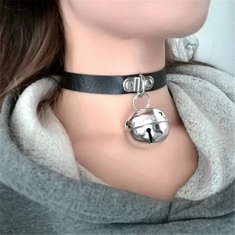 Punk Collar Necklace New Adjustable Leather Neck Chain Bell Clavicular Chain Women