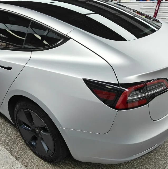 Satin Aluminum & Water Silver PVC Car Wrap Fashionable Anti-Scratch Body Protection Self-Healing Vinyl Color-Changing Film