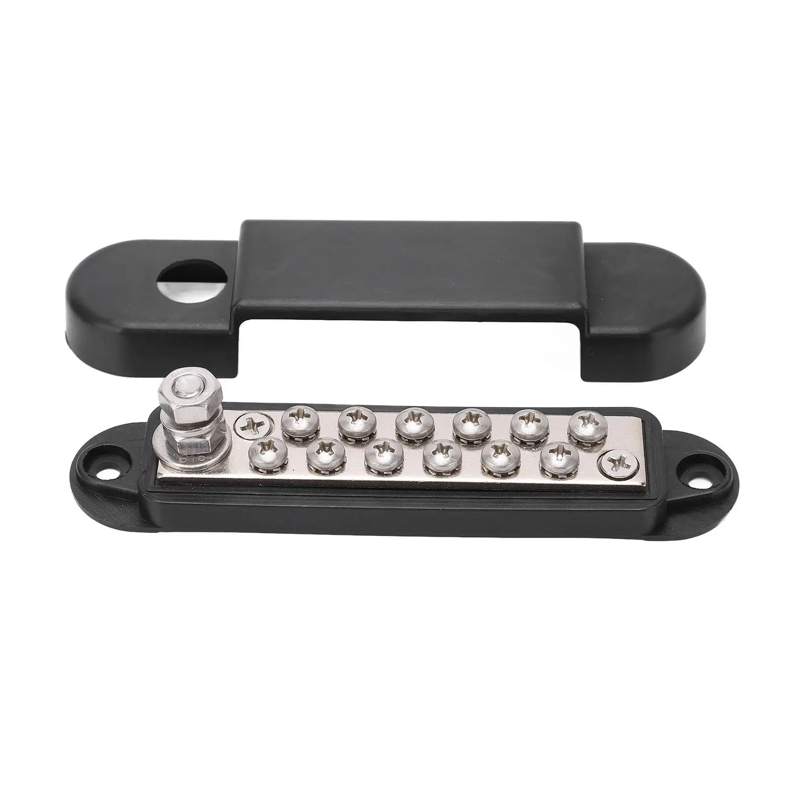 Black Nickel Plated Brass Power Distribution Bus Bar - Low Resistance Terminal Block for Efficient Conductivity