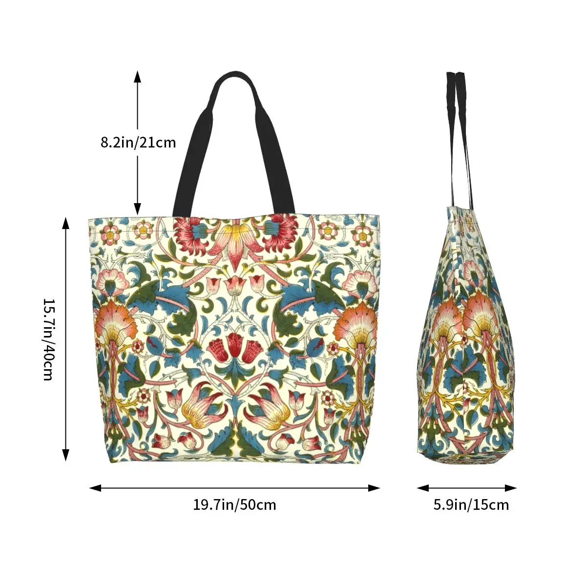 Funny William Morris Shopping Tote Bag Recycling Floral Textile Pattern Groceries Canvas Shoulder Shopper Bag