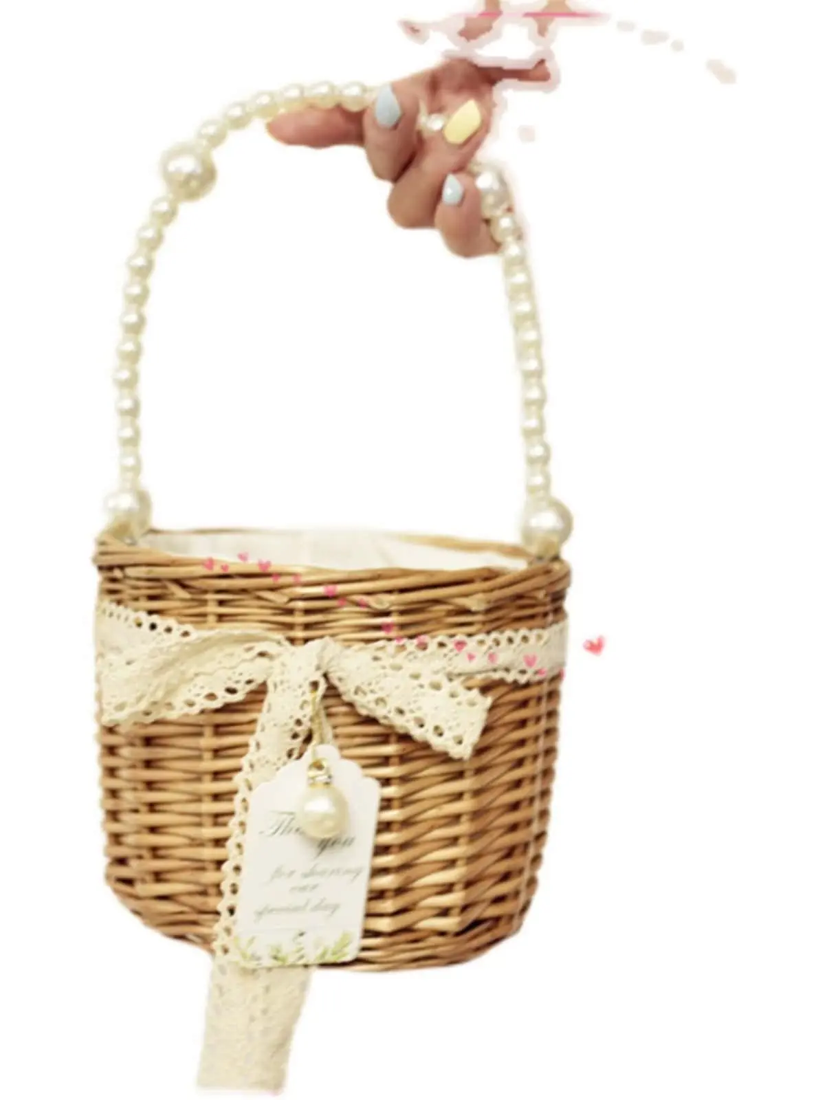 

Customizable Small Summer Bag, Pearlescent Rattan Bag, Stylish Woven Grass Carry Bag
