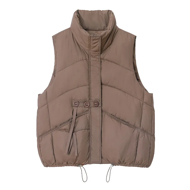Down Cotton Women's Vest Autumn and Winter New Fashion Loose Korean Version Stand Up Collar Sleeveless Cotton Jacket Vest
