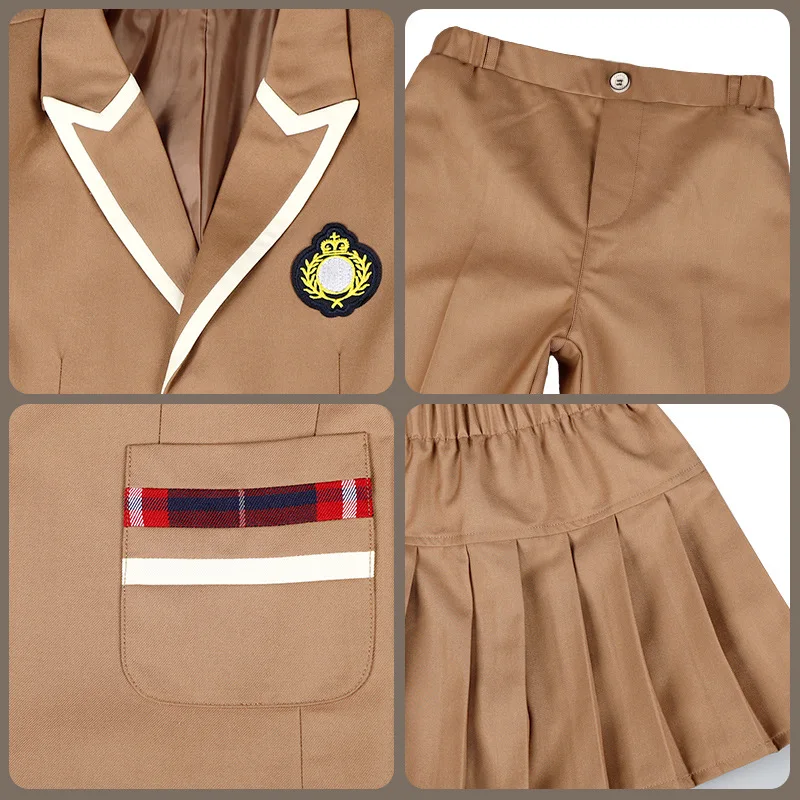 Boys School Uniform Girls Jacket Khaki Skirt Shirt Tie Suits Kids Formal Dress Tuxedo Toddler Clothes Sets Child Student Outfits