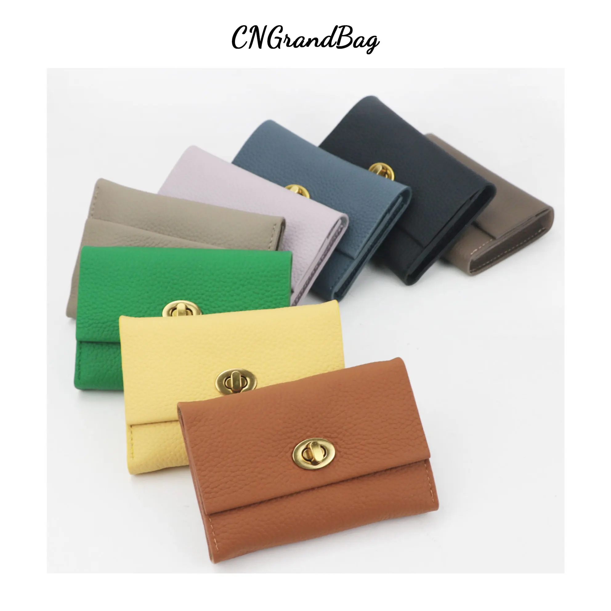 Customized Letters Genuine Leather Classical Design Short Cardholder Retro Business Card Bag Lipstick Storage Bag Wallet Purse