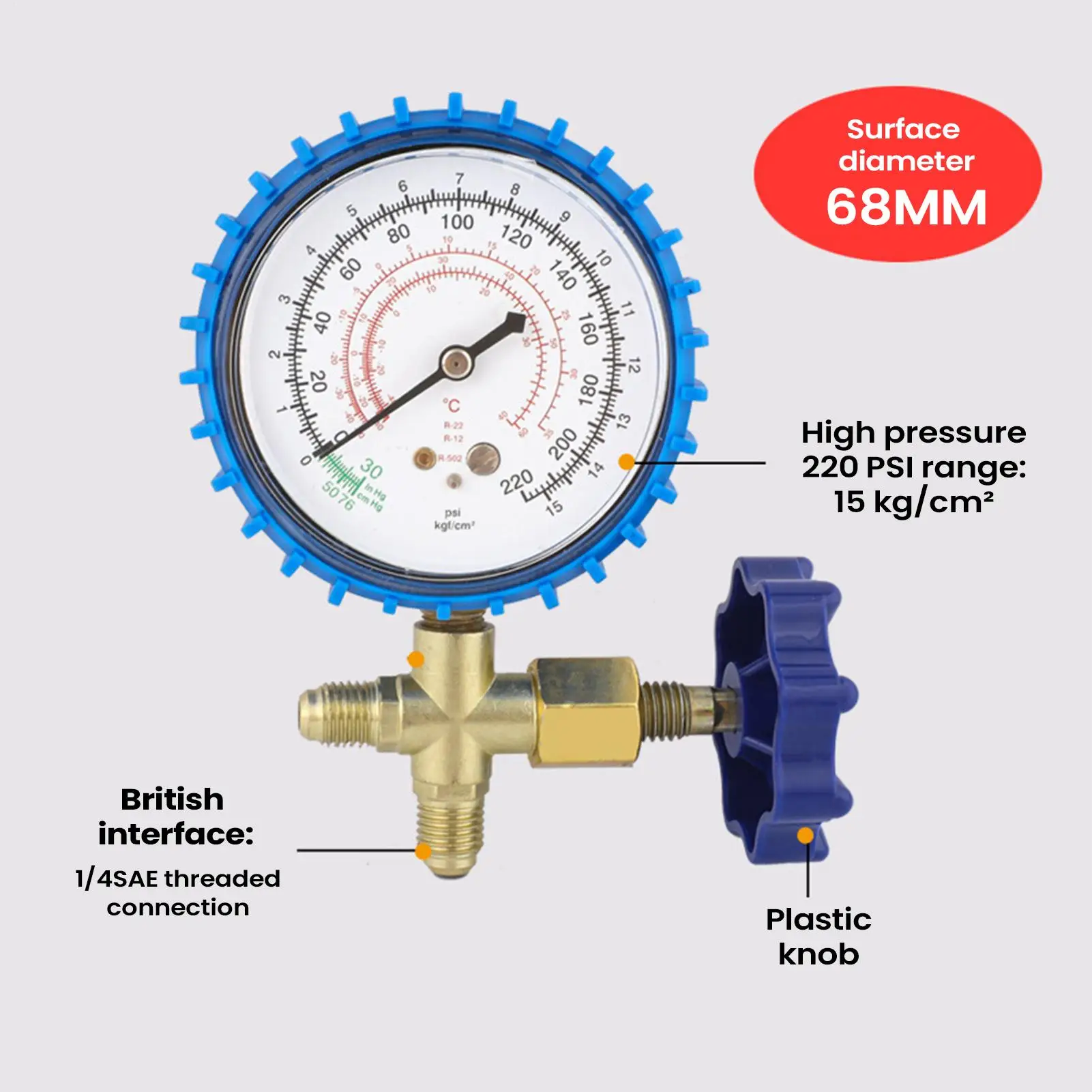 

For Air Conditioner Pressure Gauges For Air Conditioning Precision Leak-Proof Air Conditioner Pressure Gauge For Home Car Office