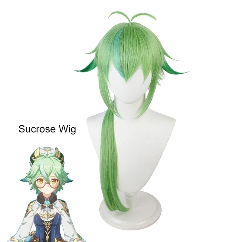 Game Anime Genshin Impact Sucrose Cosplay Wig Harmless Sweetness Light Green Gradient Carnival Show Comic Con Sucrose  Wig